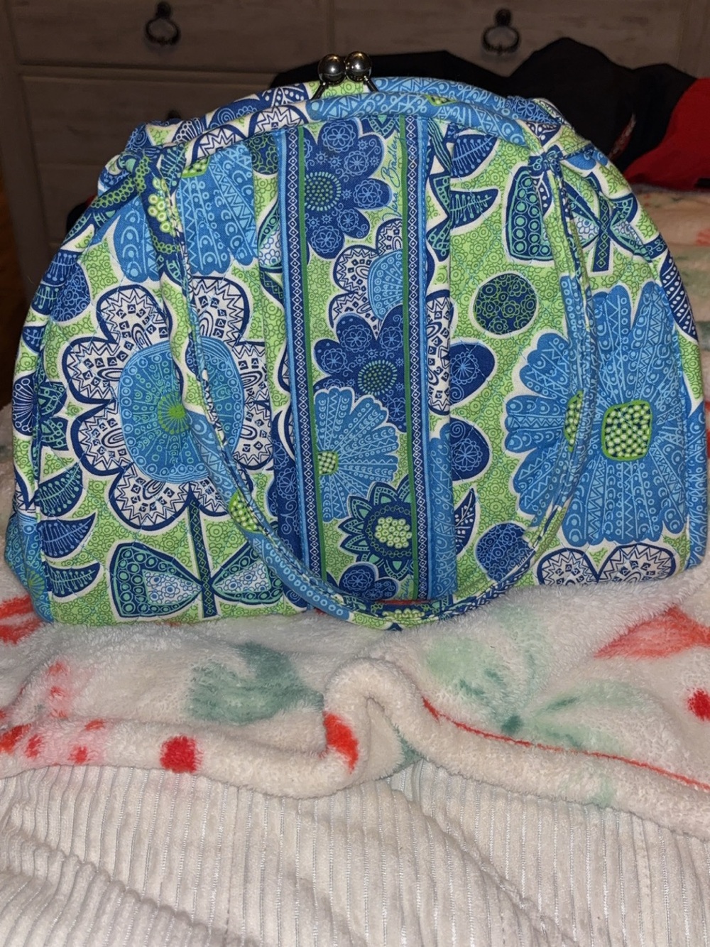 Vera Bradley Blue & Green Floral Quilted Dome Shoulder Bag
